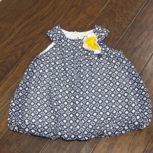 Rare Editions Navy and White Dress with Yellow Floral Detail